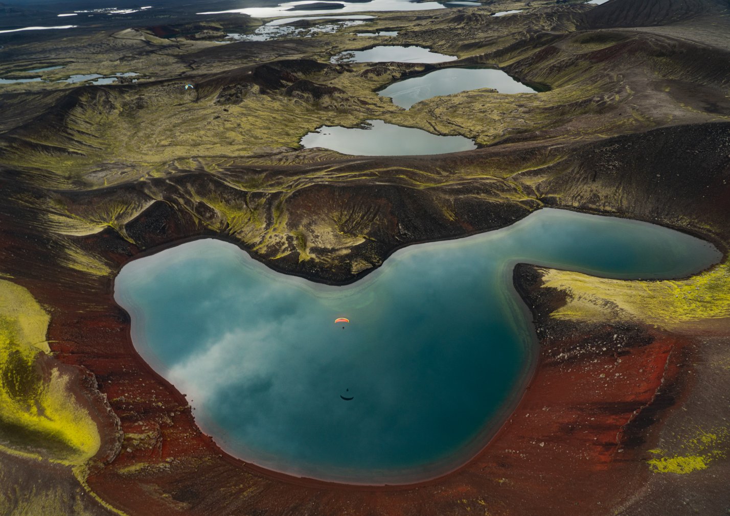 Iceland paramotor adventure flying over volcanic landscapes