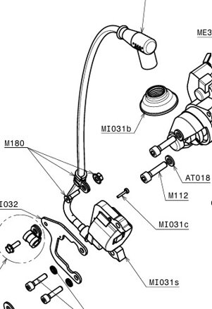 Electronic ignition coil (Selettra) with shielded spark-plug cap and Bolts