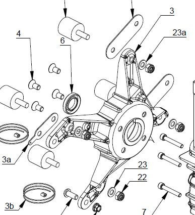 Engine carter support with Oil seal and Bolts, black (manual start version)