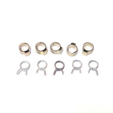 Fixing clamp O 10,5 mm and Double wire spring hose clump 10,4/11 mm (Set of 5) (M096.5)