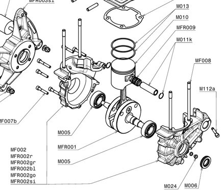 Engine carter block, Ergal 7075, gold (MFR002go)