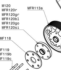 Aluminum spacer for propeller with extra cooling, silver (MFR120si)