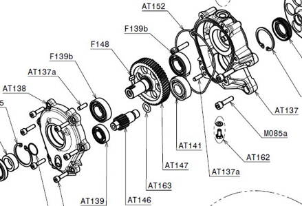 REDUCTION GEARING 53 TEETH (1/3.8) WITH OIL BREATH VALVE KIT