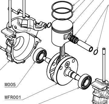 Crankshaft Factory-R with push rod CNC machined from solid and Flywheel Nut 10 x 1.25 mm (MFR001)